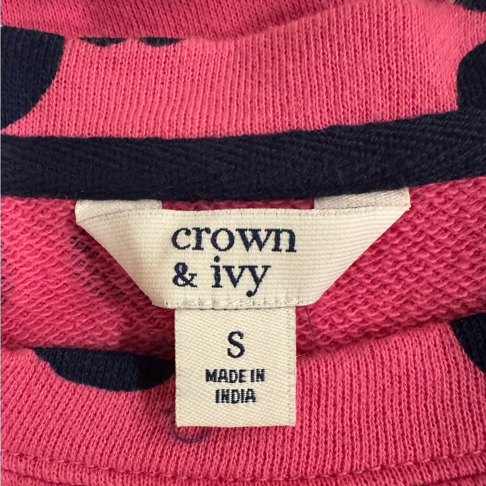Crown & Ivy Pink Heart Leopard Print Ruffle Sweatshirt Small Cozy - Picture 5 of 8